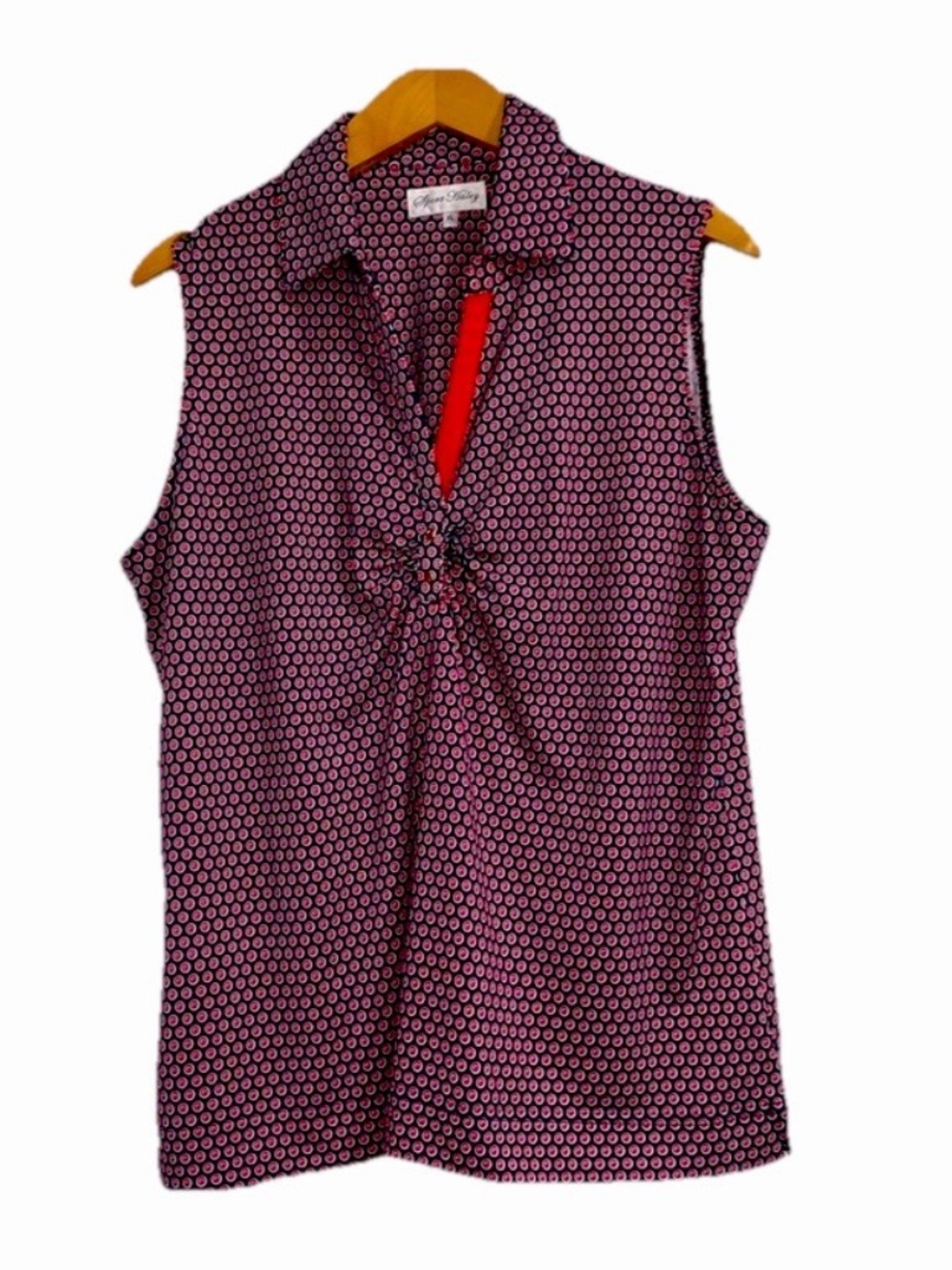 Women's Sport Haley Polo Shirt XL Sleeveless Pickleball Red & Navy